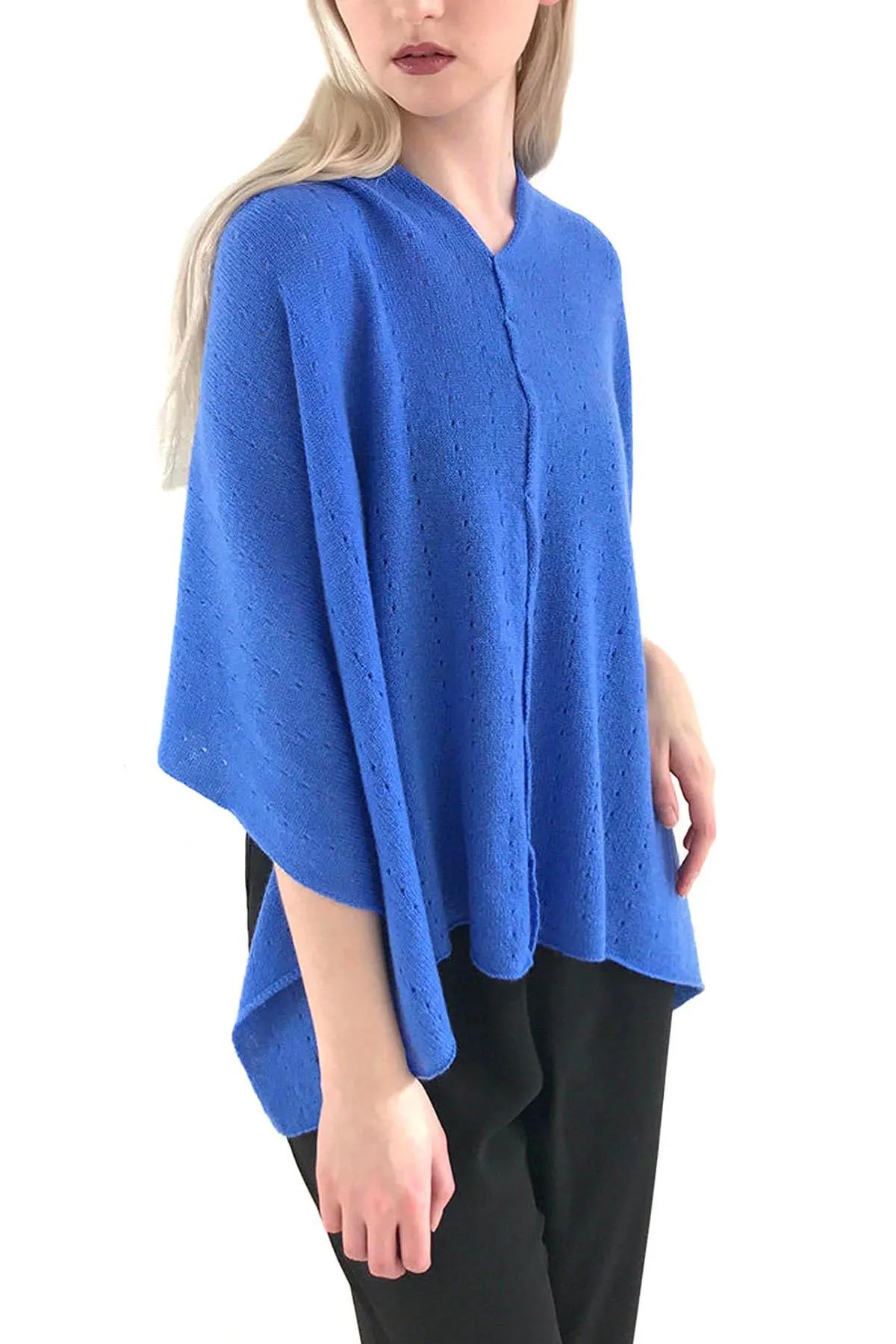 Cornflower blue cashmere poncho Multiway