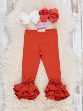 Cotton Bell Ruffle Leggings - Pumpkin Spice