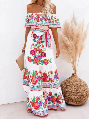 Dahlia Embroidered Floral Off-the-Shoulder Maxi Dress