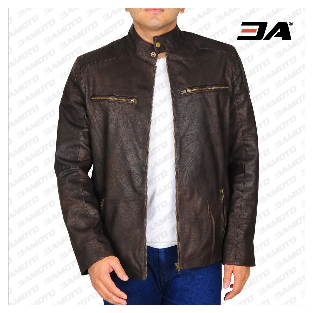 Dark Brown Distressed Leather Jacket