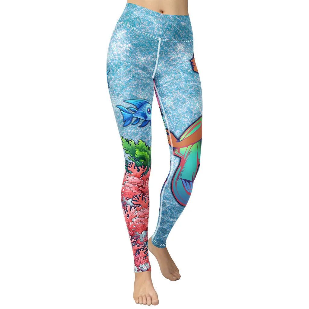 Darker Skin Mermaid Yoga Leggings