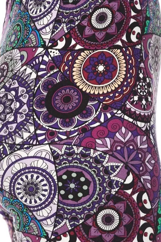 Designer Style Purple & Green Print Leggings