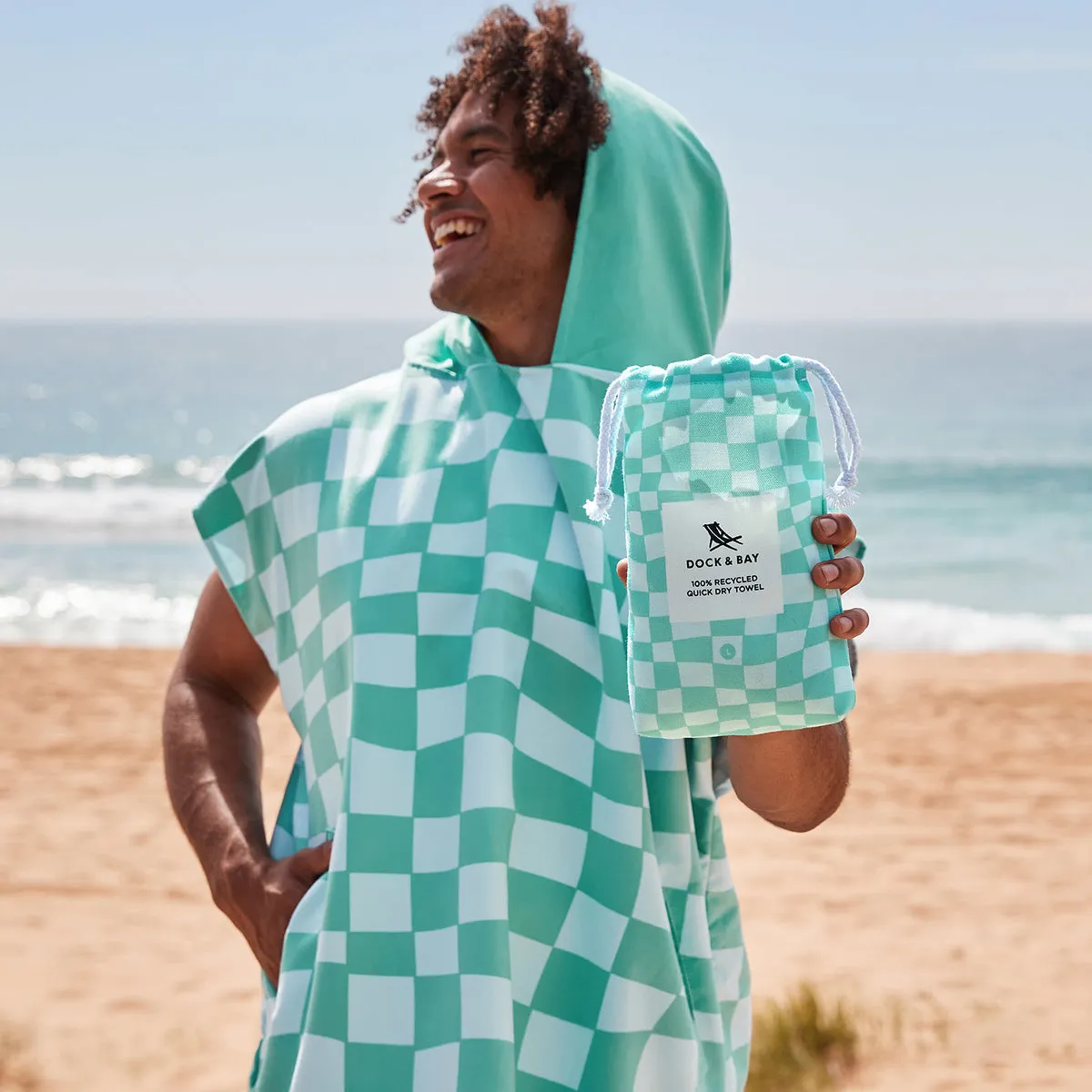 Dock & Bay Poncho Adults - Check Mate - GRS Certified