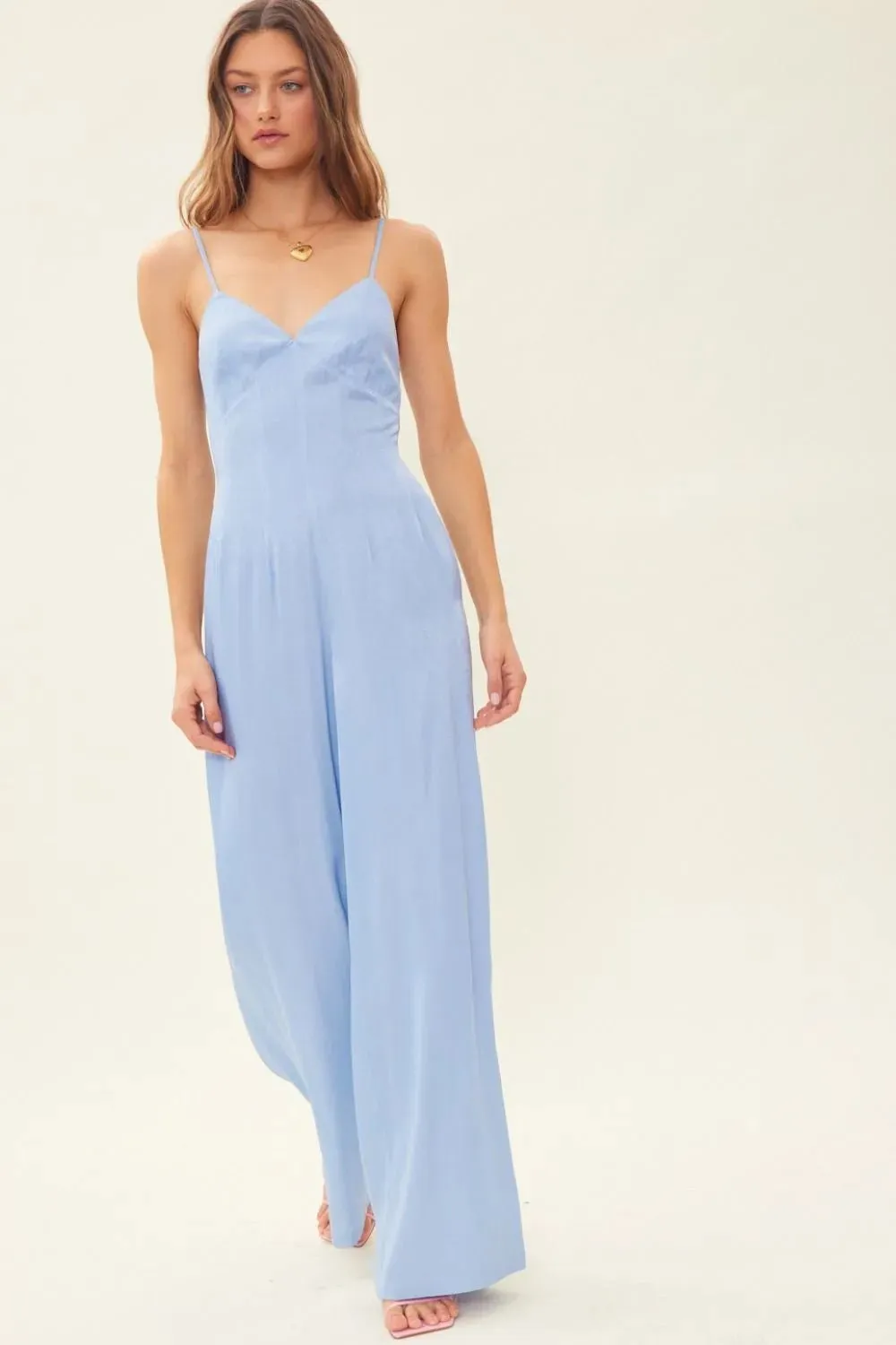 Drawstring Back Wide Leg Jumpsuit