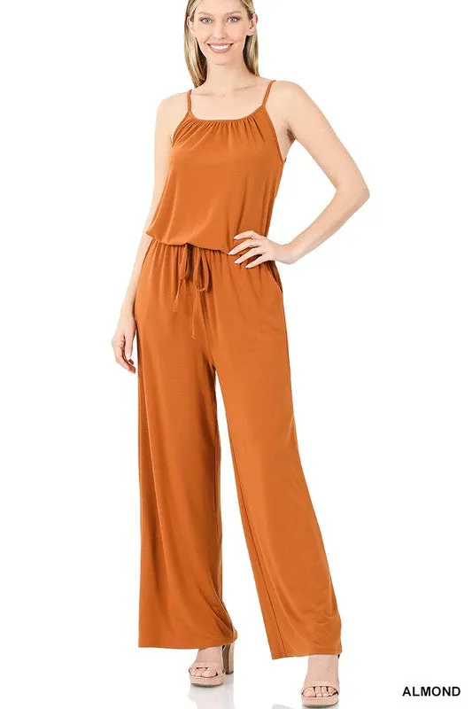 DS  FINAL SALE SPAGHETTI STRAP JUMPSUIT WITH POCKET