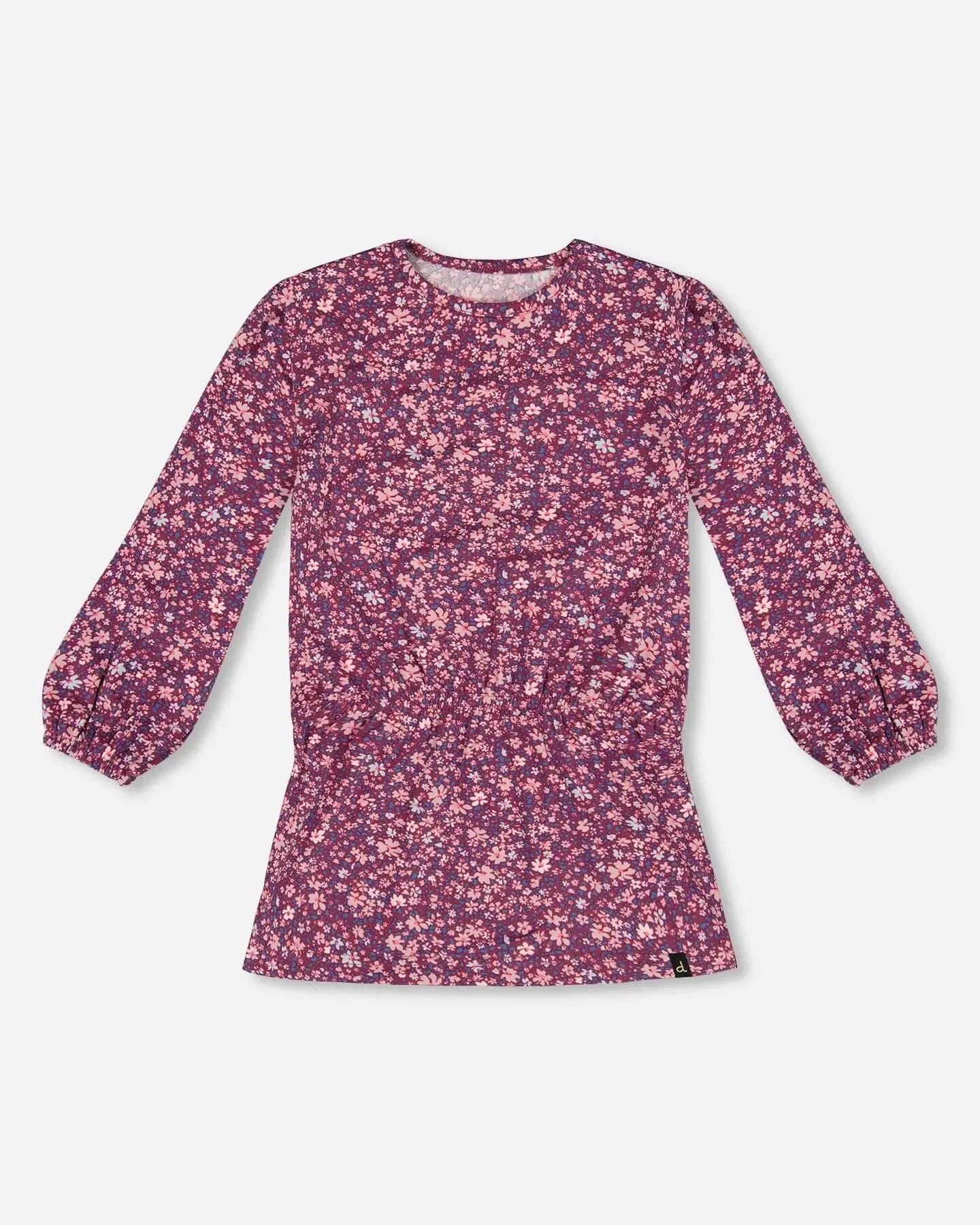 Elastic Waist Tunic Burgundy Printed Little Flowers