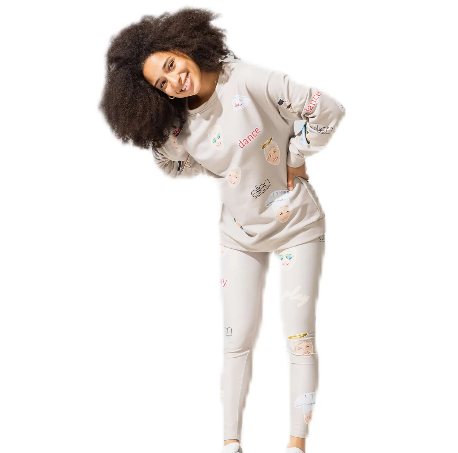 Ellen Emoji Leggings-Cream