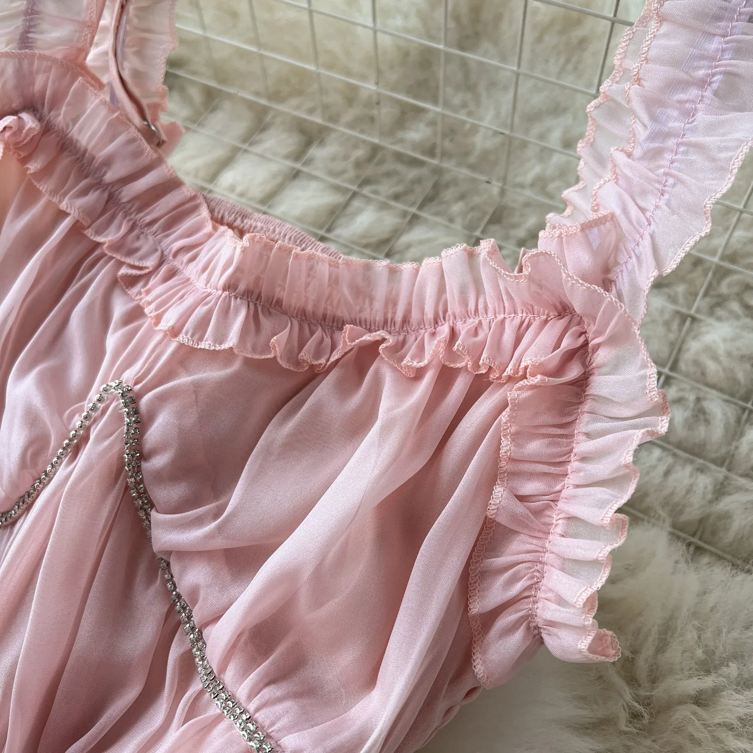 Fairy Beaded Pink Ruffled Dress