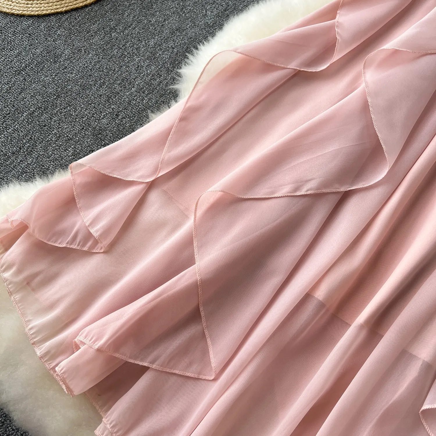 Fairy Beaded Pink Ruffled Dress