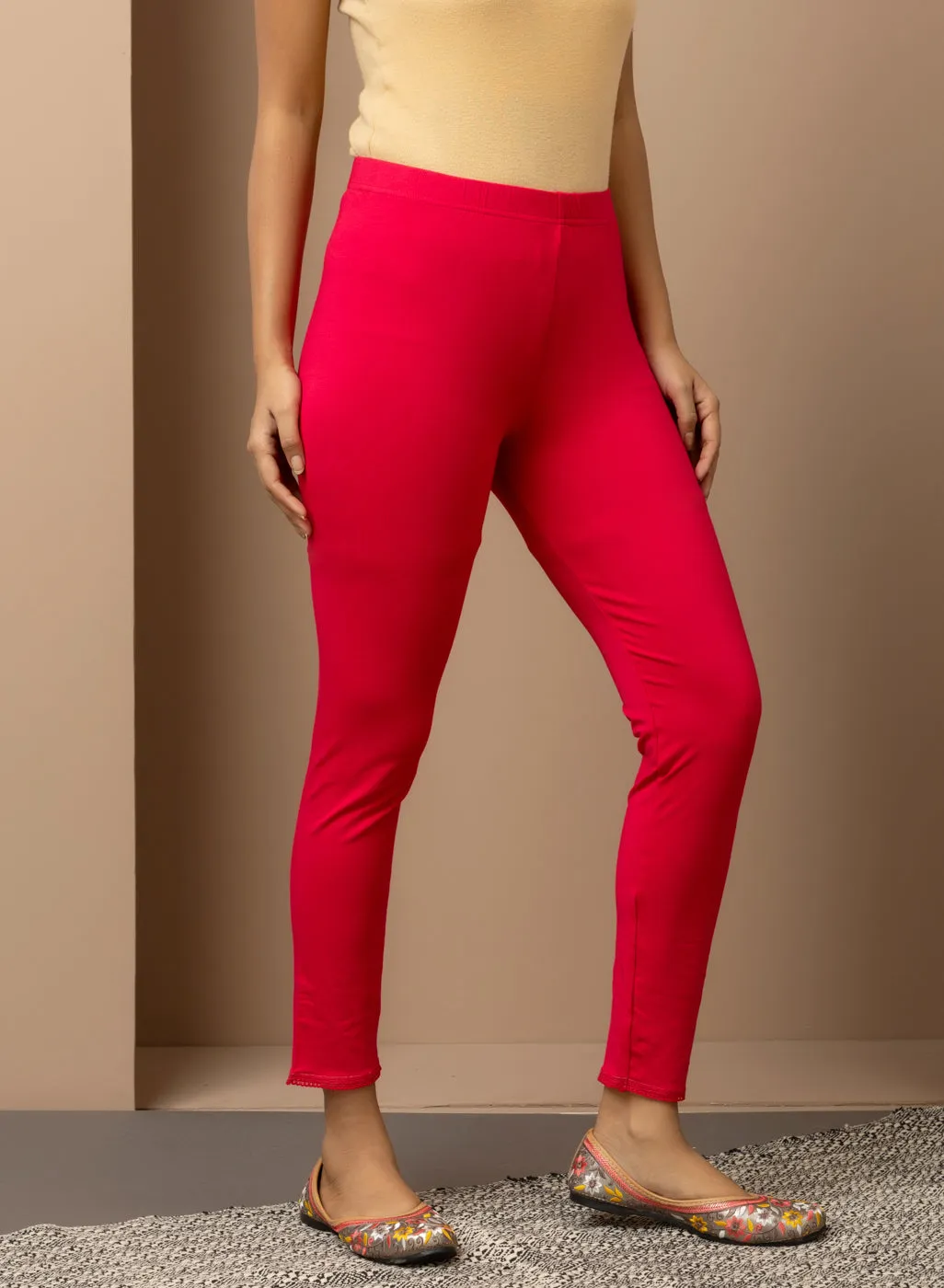 Farah Fuchsia Viscose Lycra Leggings for Women