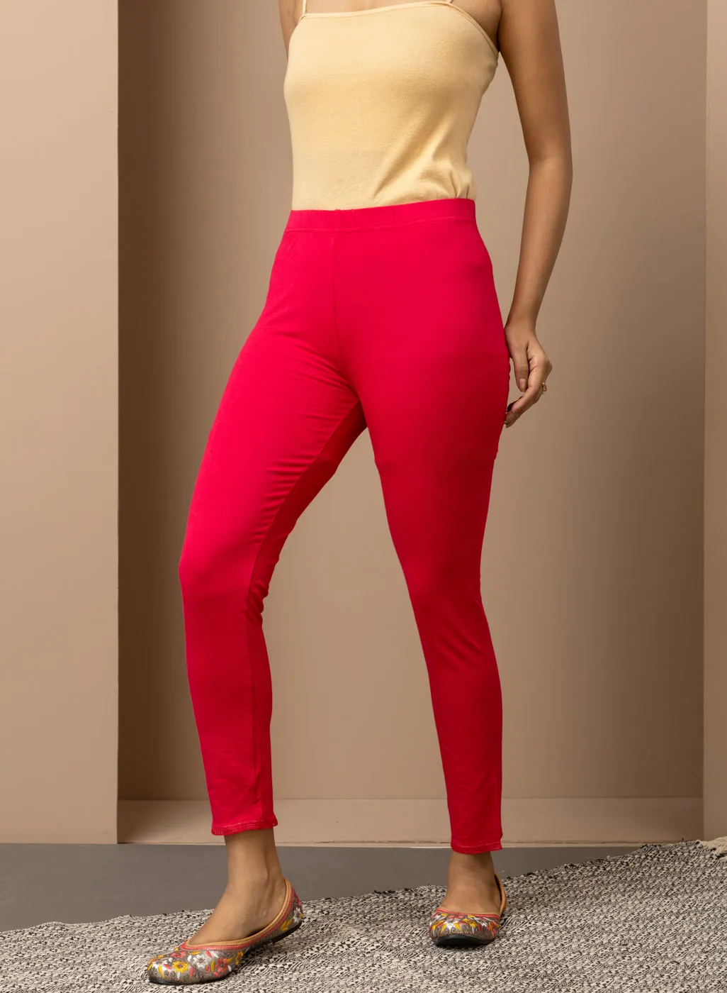 Farah Fuchsia Viscose Lycra Leggings for Women