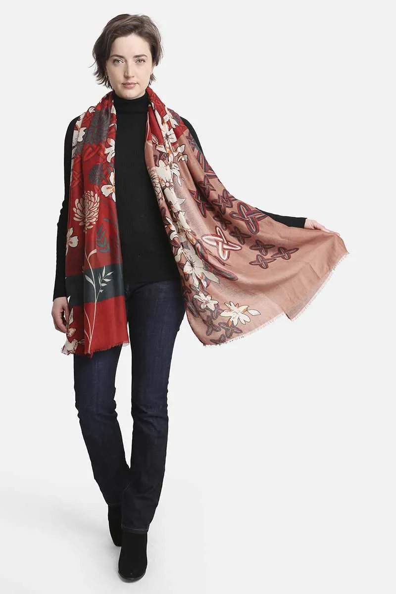 Fashion Flower Print Skinny Scarf