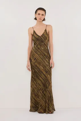 FLEUR DARK CHOC SLIP MIDI DRESS