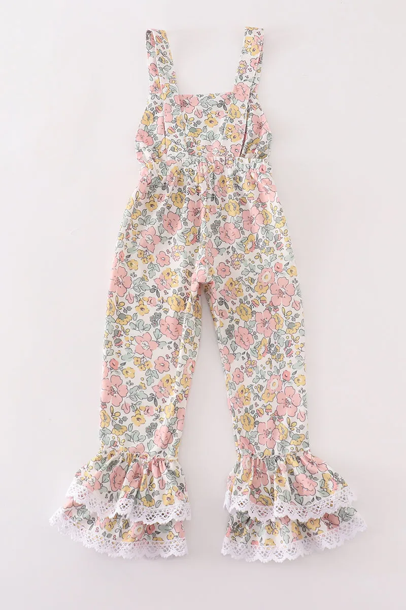 Floral print girl jumpsuit