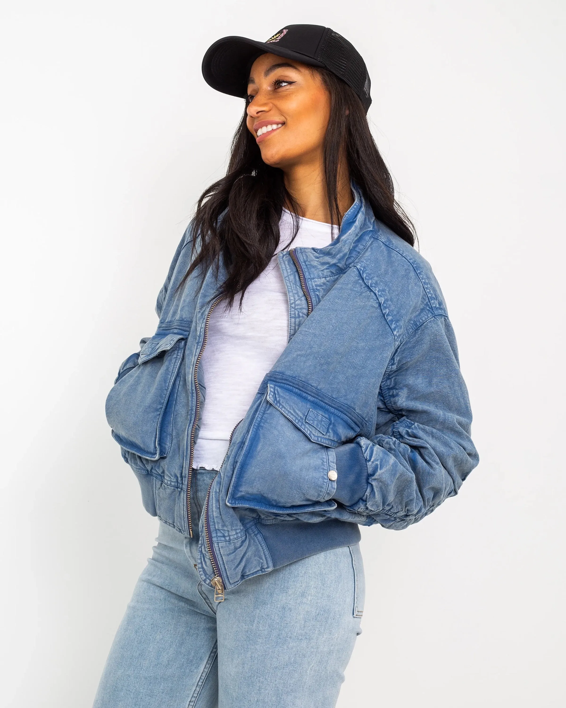 Flying High Bomber Jacket in Denim Grey