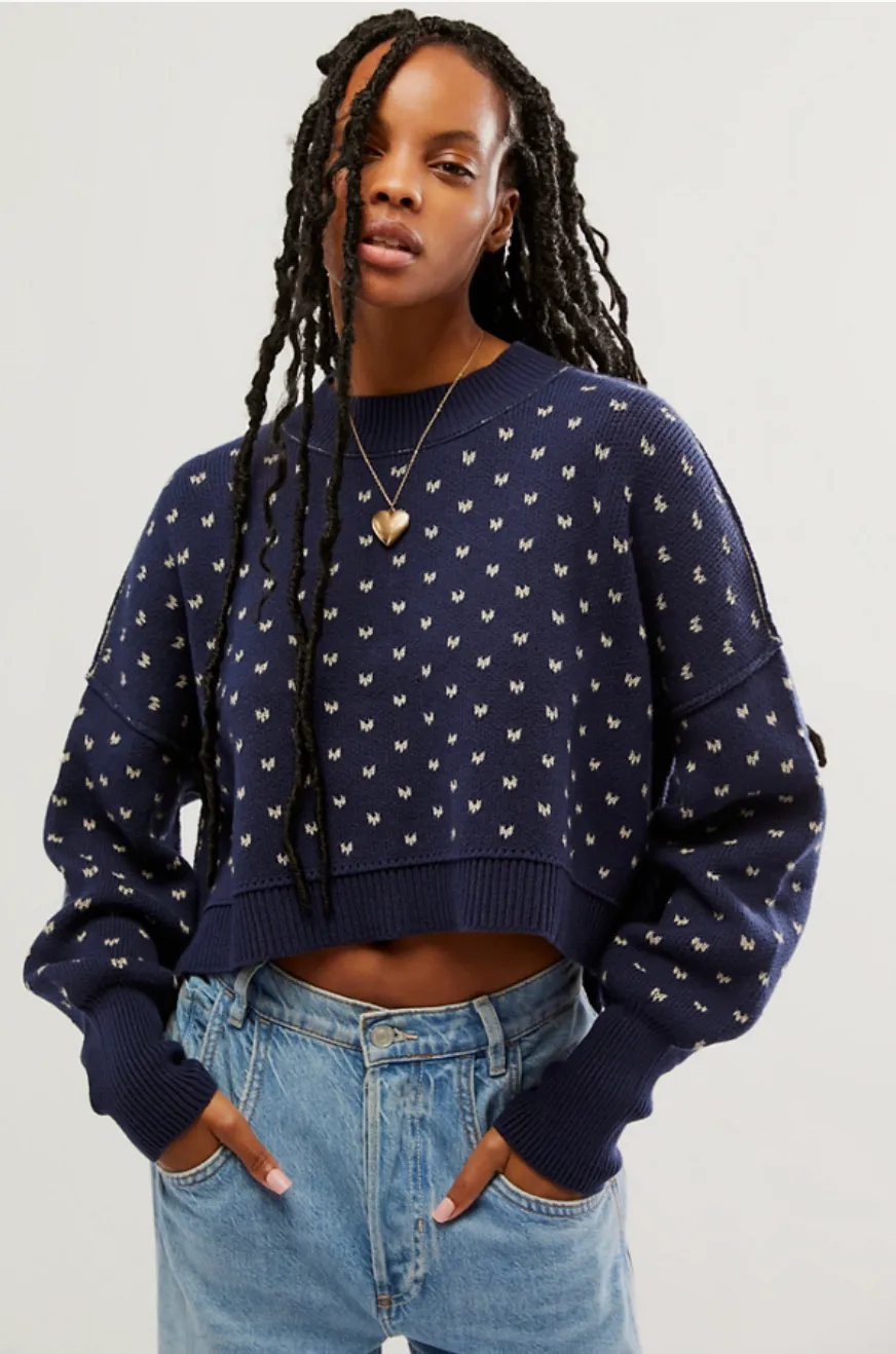 FREE PEOPLE Pattern Easy Street crop sweater