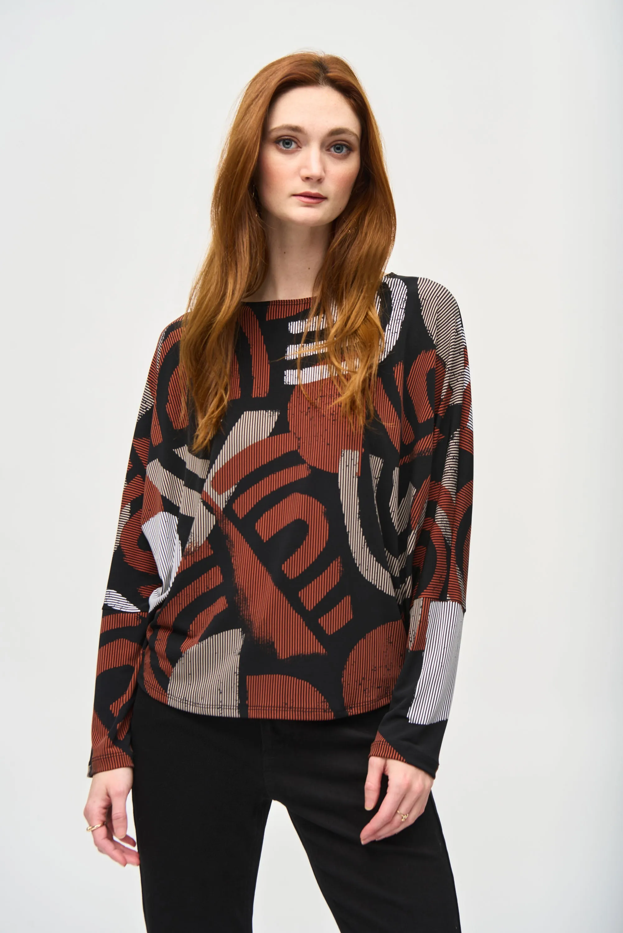 GEOMETRIC PRINT DOLMAN TOP