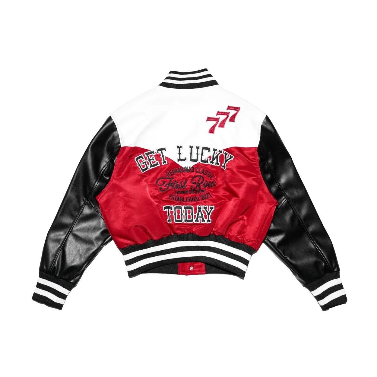 Get Lucky Varsity Jacket {Vegan Leather Sleeves}