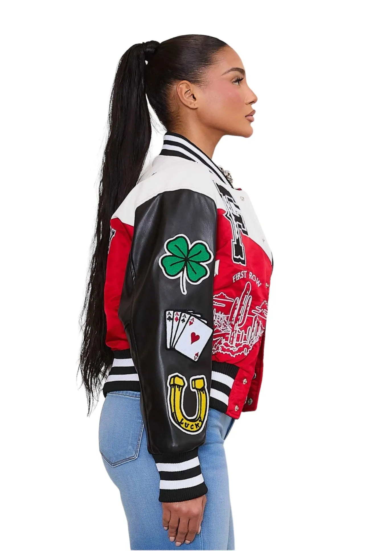 Get Lucky Varsity Jacket {Vegan Leather Sleeves}