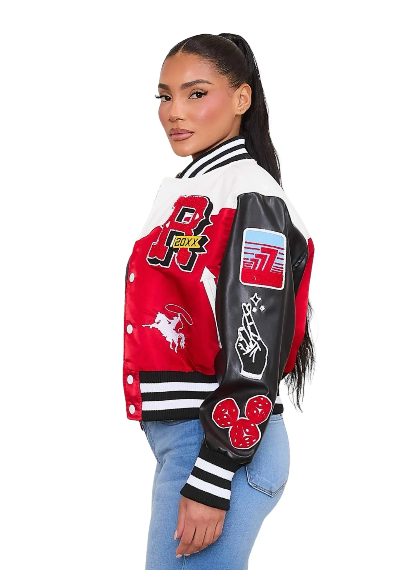 Get Lucky Varsity Jacket {Vegan Leather Sleeves}