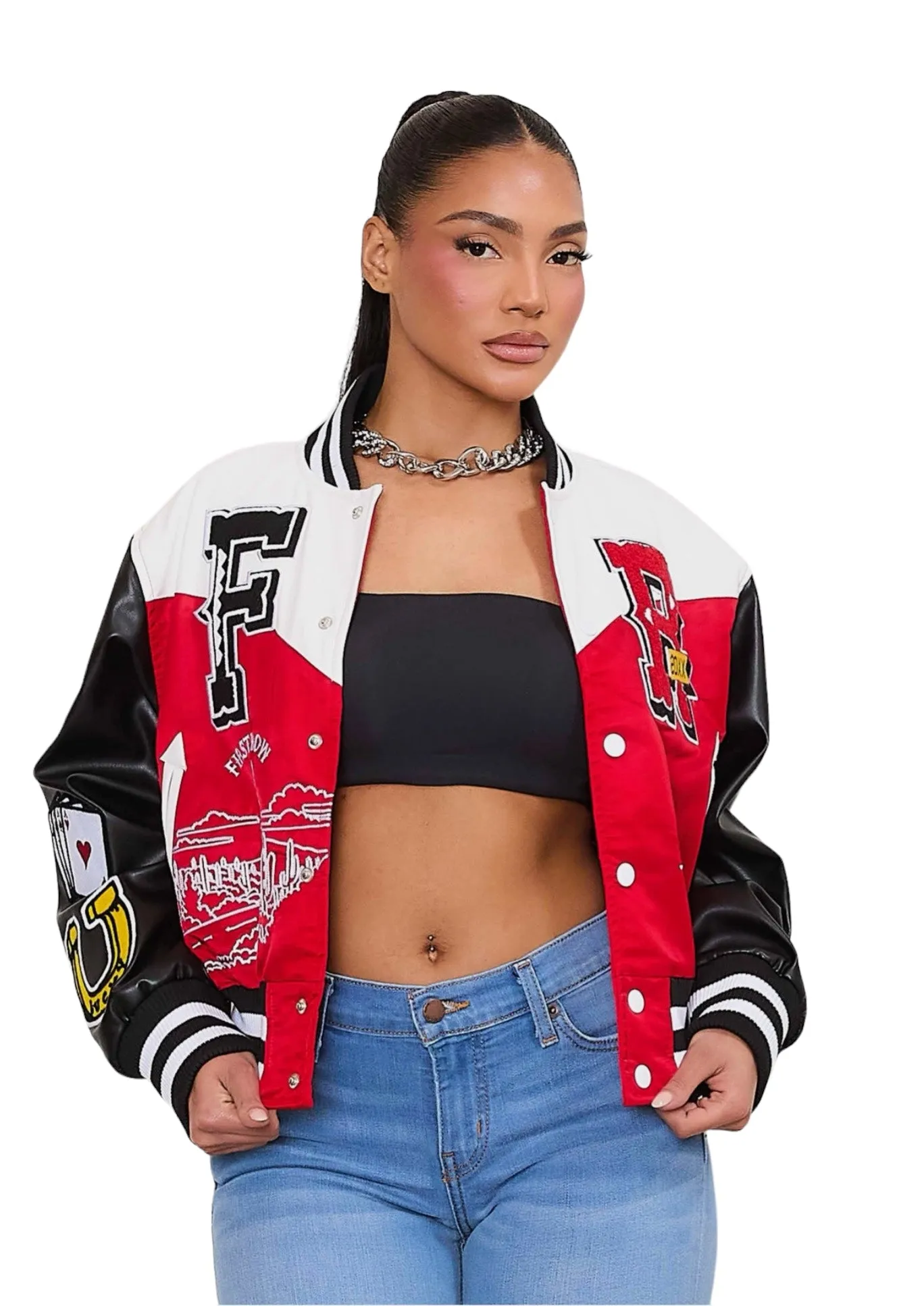 Get Lucky Varsity Jacket {Vegan Leather Sleeves}