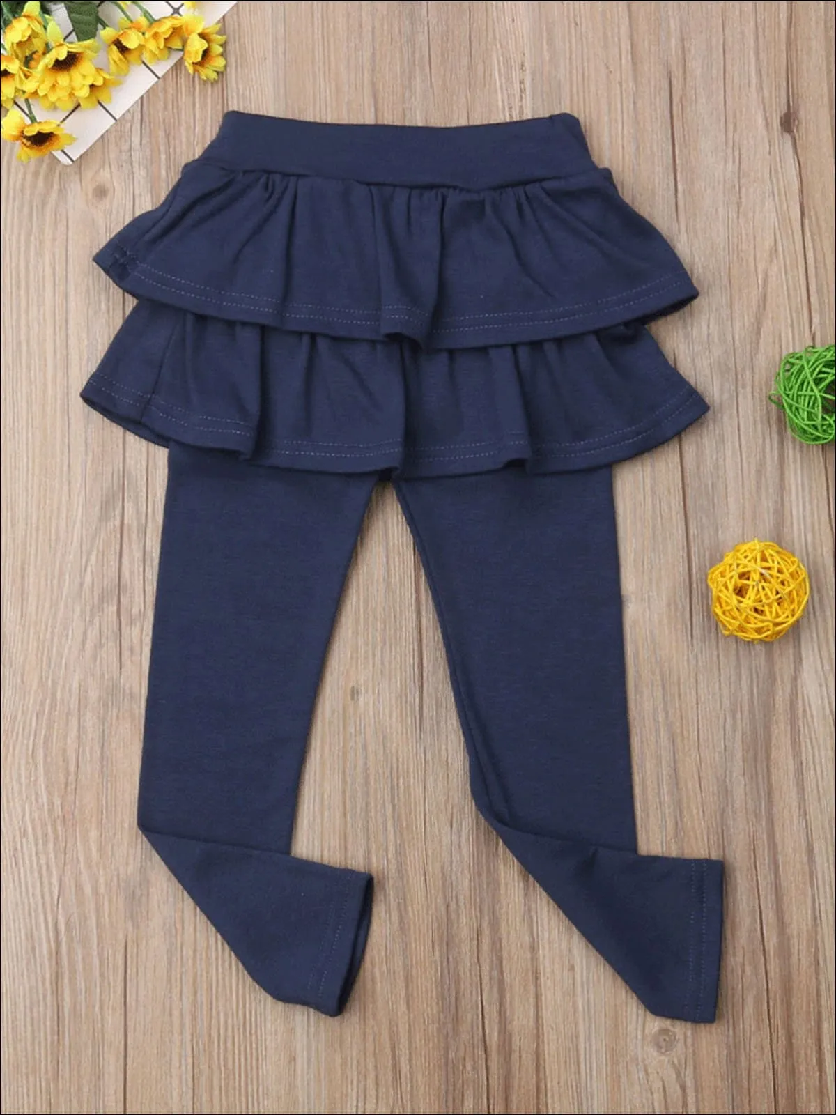 Girls Double Layer Ruffle Skirt Leggings