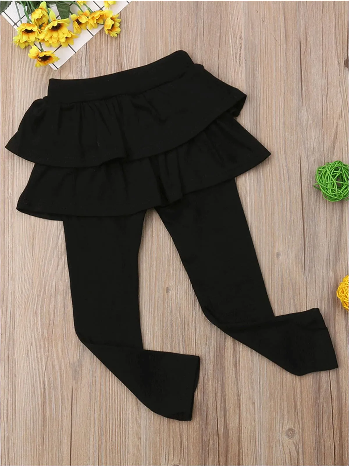 Girls Double Layer Ruffle Skirt Leggings