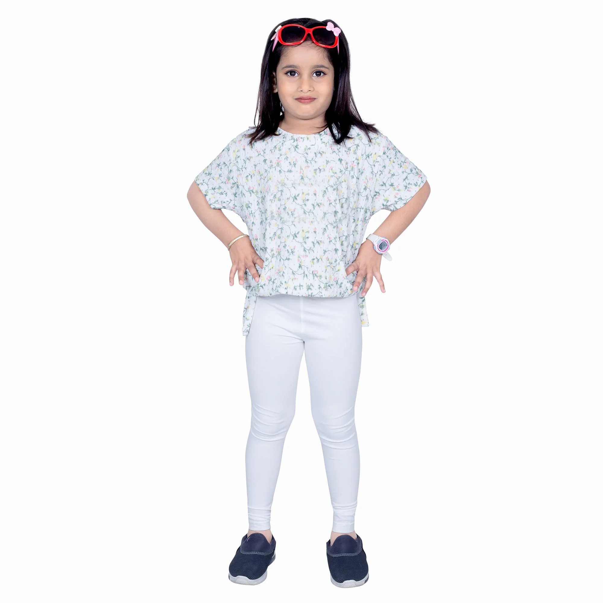 Girls White Regular Legging