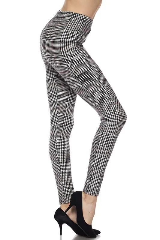 Glen Plaid With Burgundy Stripe Print Leggings