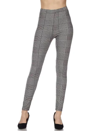 Glen Plaid With Burgundy Stripe Print Leggings