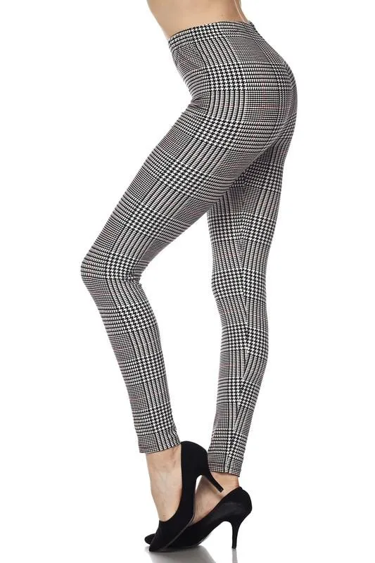 Glen Plaid With Burgundy Stripe Print Leggings