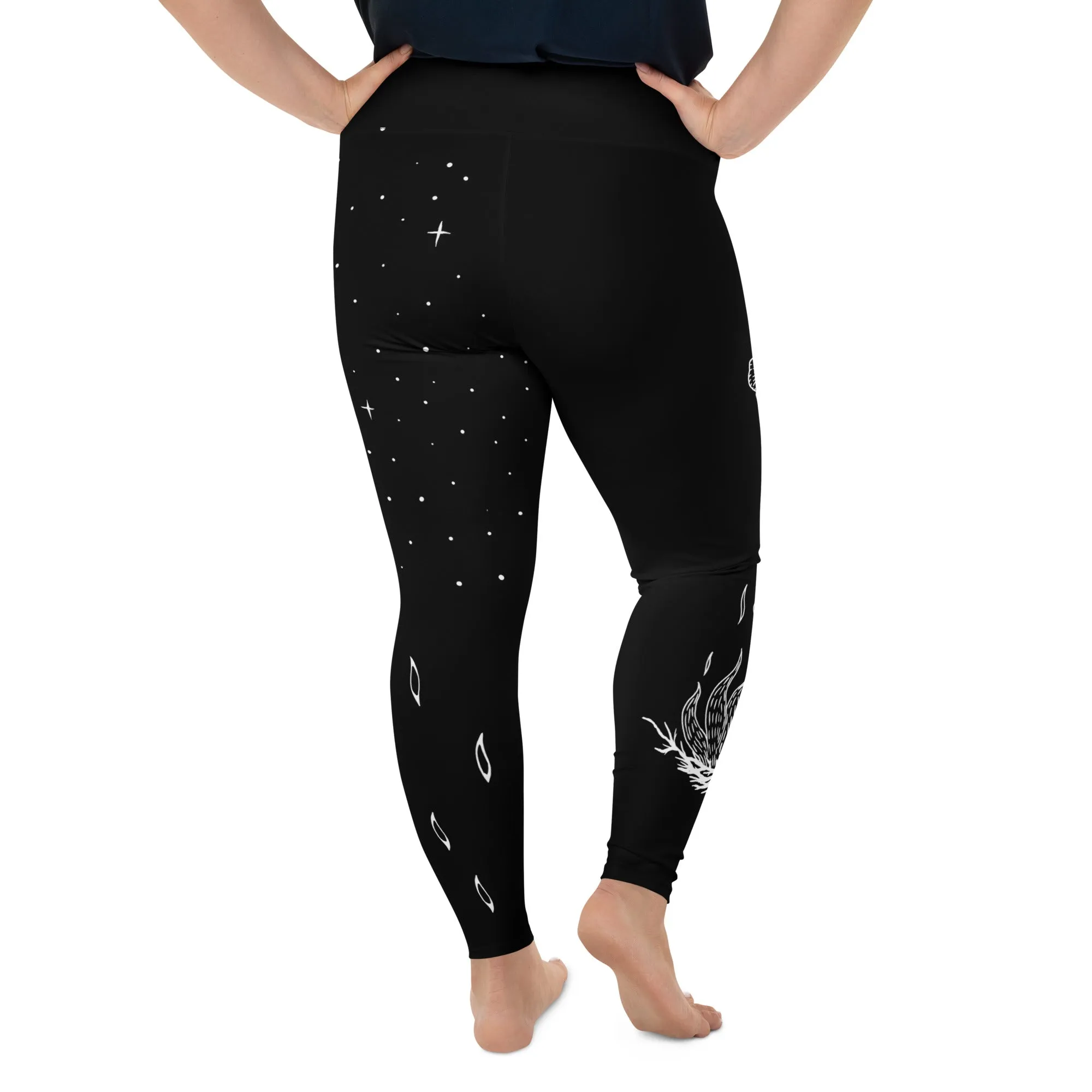 Godbane Plus Size Leggings - UPF 50  Protection Witchy Occult Gothic Style Activewear - Vegan Yoga Leisurewear