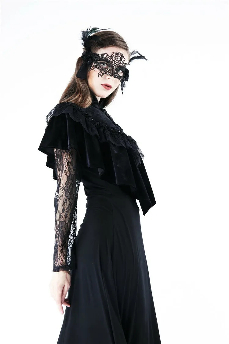 Gothic Black cape hearted shaped capelet BW043