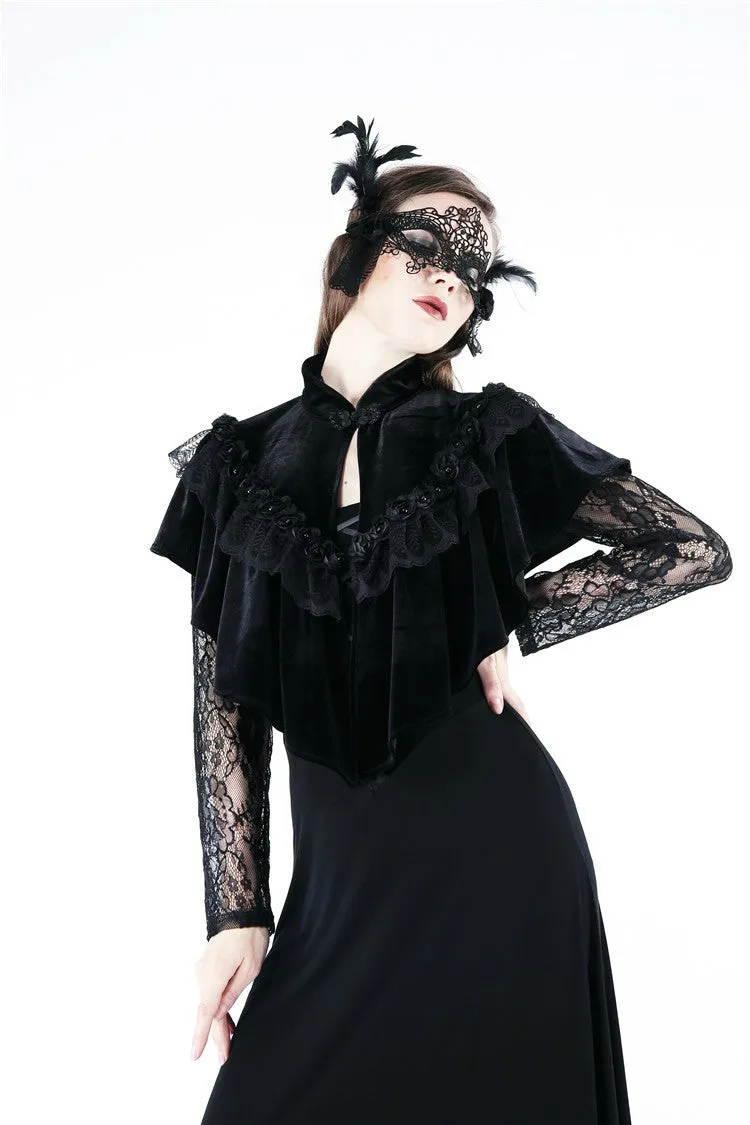 Gothic Black cape hearted shaped capelet BW043