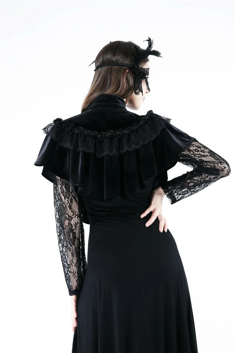 Gothic Black cape hearted shaped capelet BW043