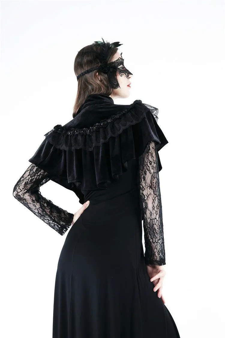 Gothic Black cape hearted shaped capelet BW043