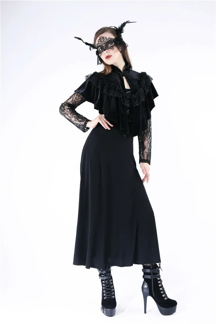 Gothic Black cape hearted shaped capelet BW043