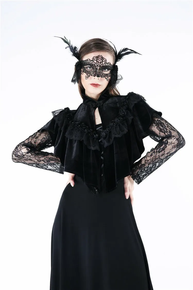 Gothic Black cape hearted shaped capelet BW043