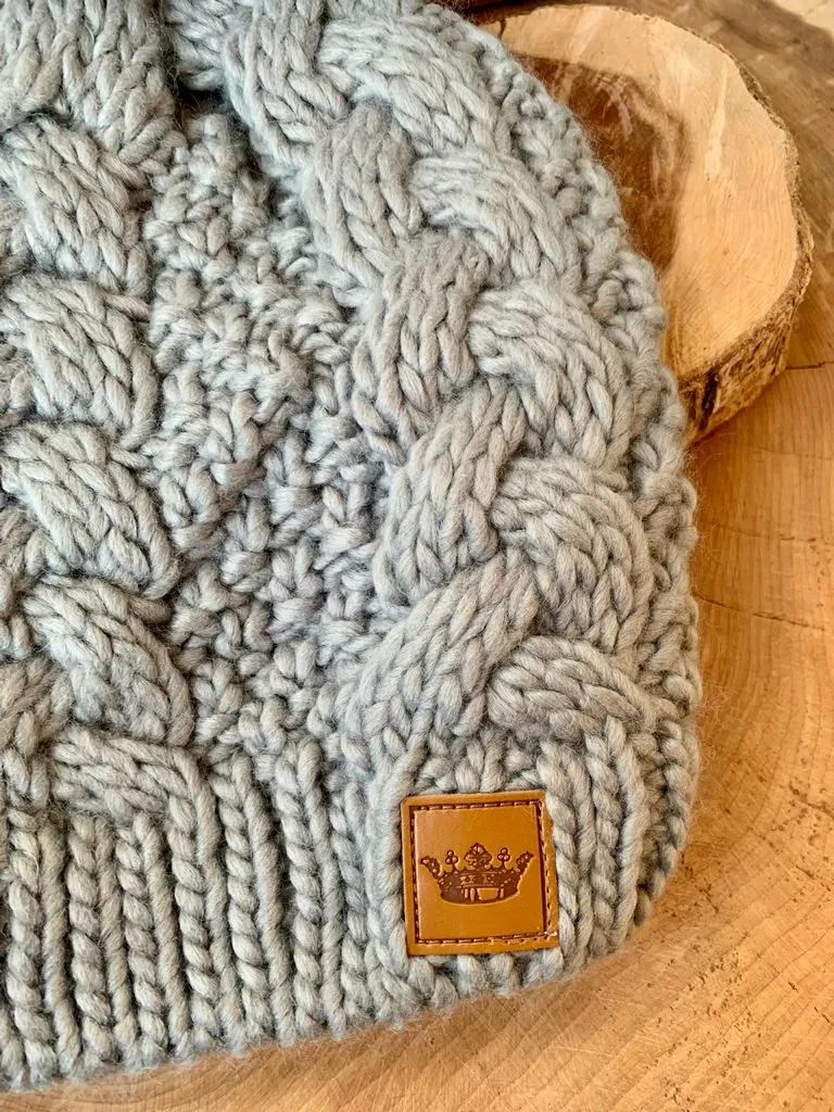 Gray Cable Knit Winter Hat