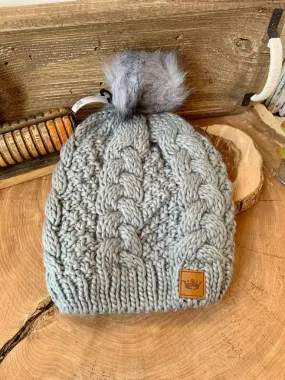 Gray Cable Knit Winter Hat