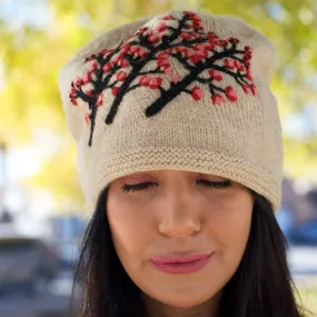 Handknit Cherry Blossom Hat