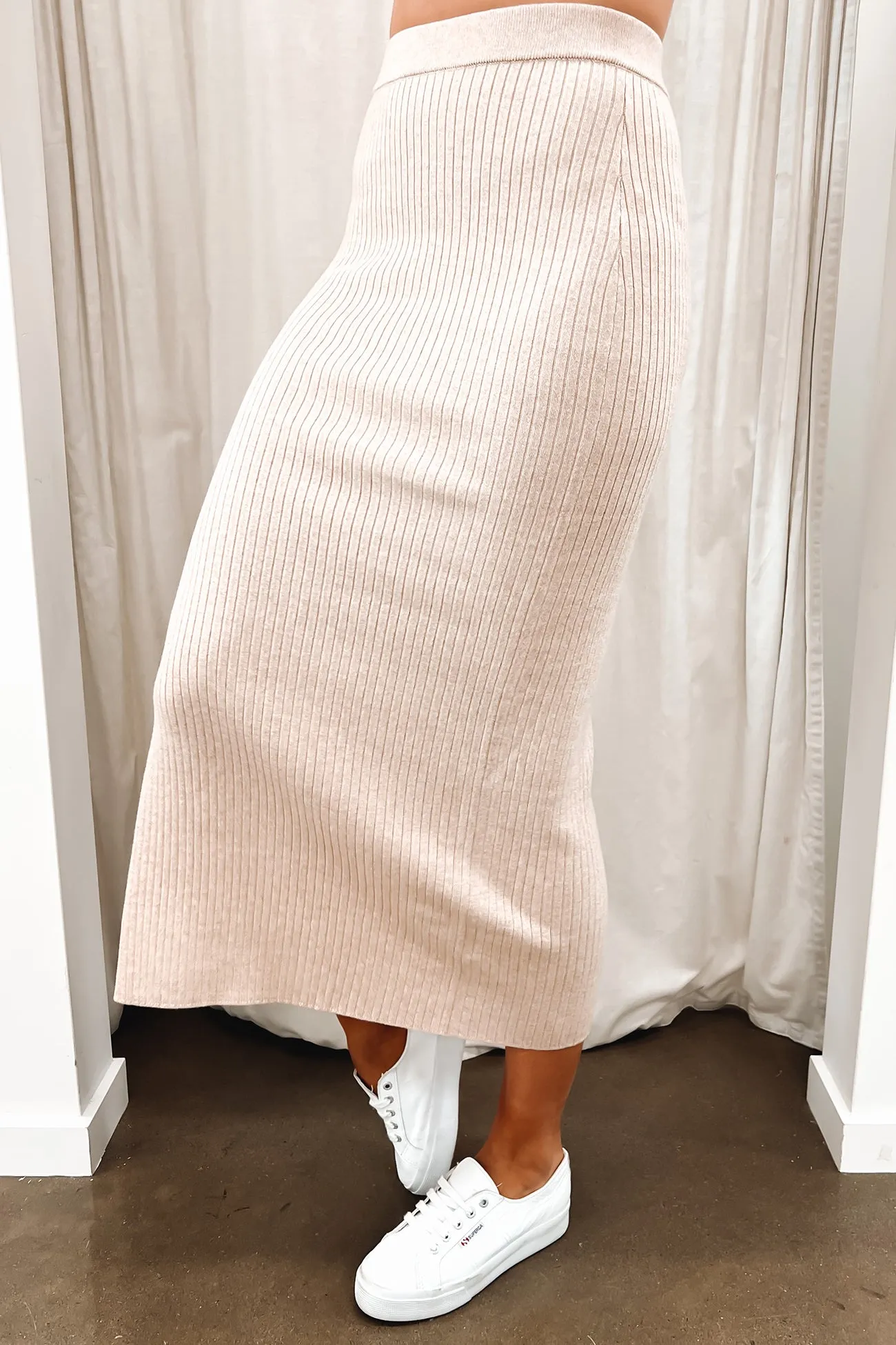 Hayman Knit Midi Skirt Oatmeal