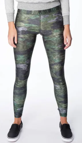 Heathered Green Camo Tall Band Leggings Leggings