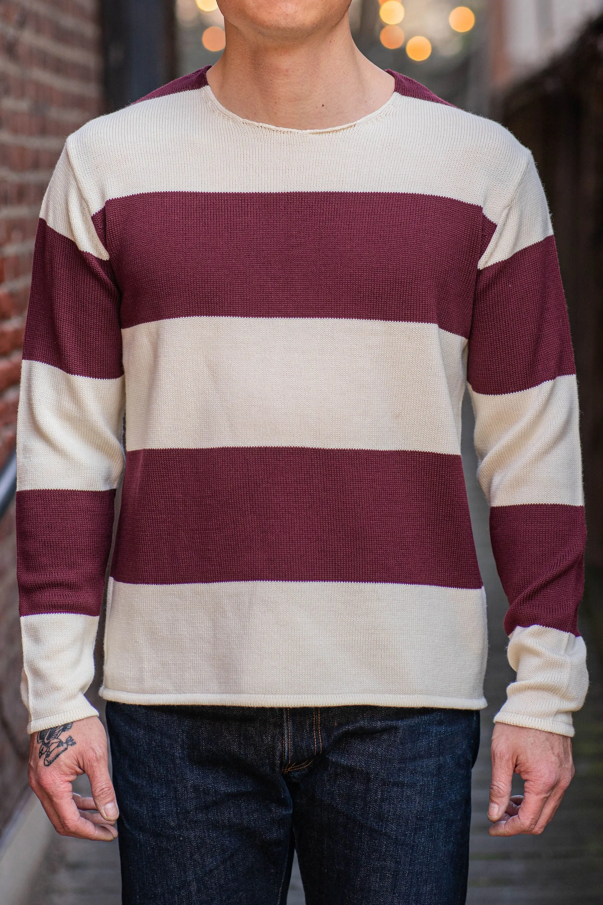 Heimat Textil Rugby Harbour Sweater - Seashell/Burgundy