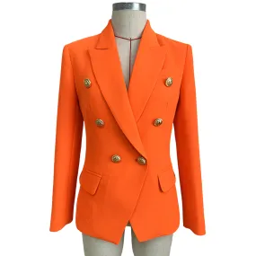 Heritage, Orange Double-Breasted Women's Jacket with Lion Head Buttons