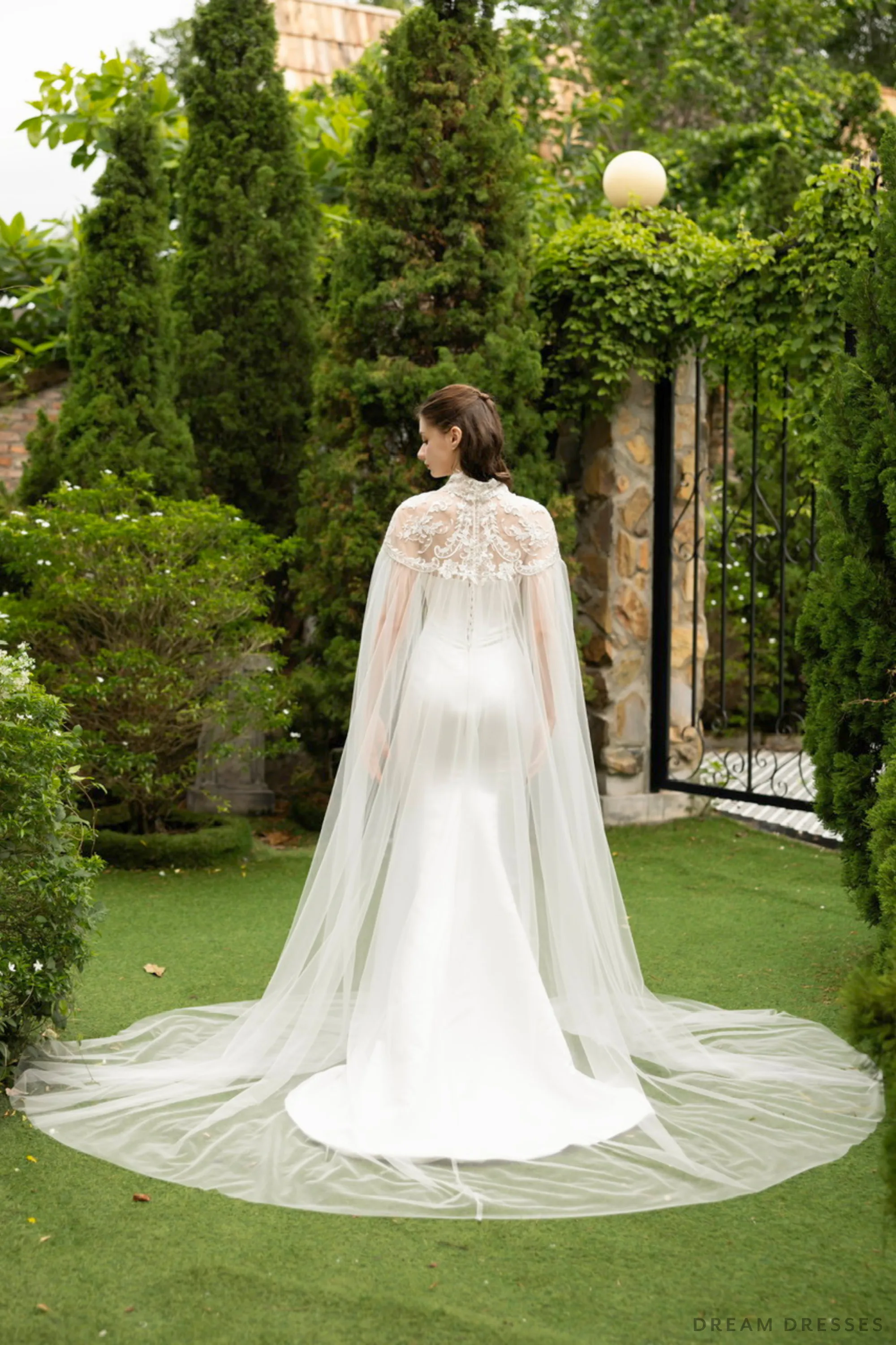 High Neck Cathedral Bridal Cape (#MIKAYLEE)