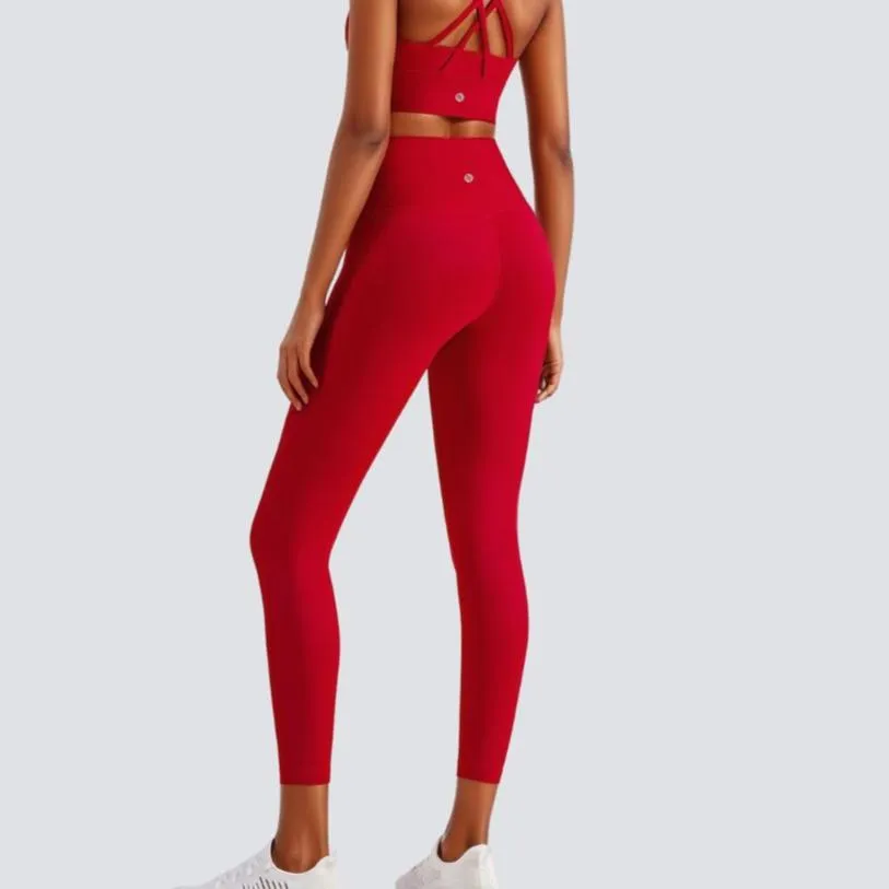 High-Rise Soft Leggings - Red