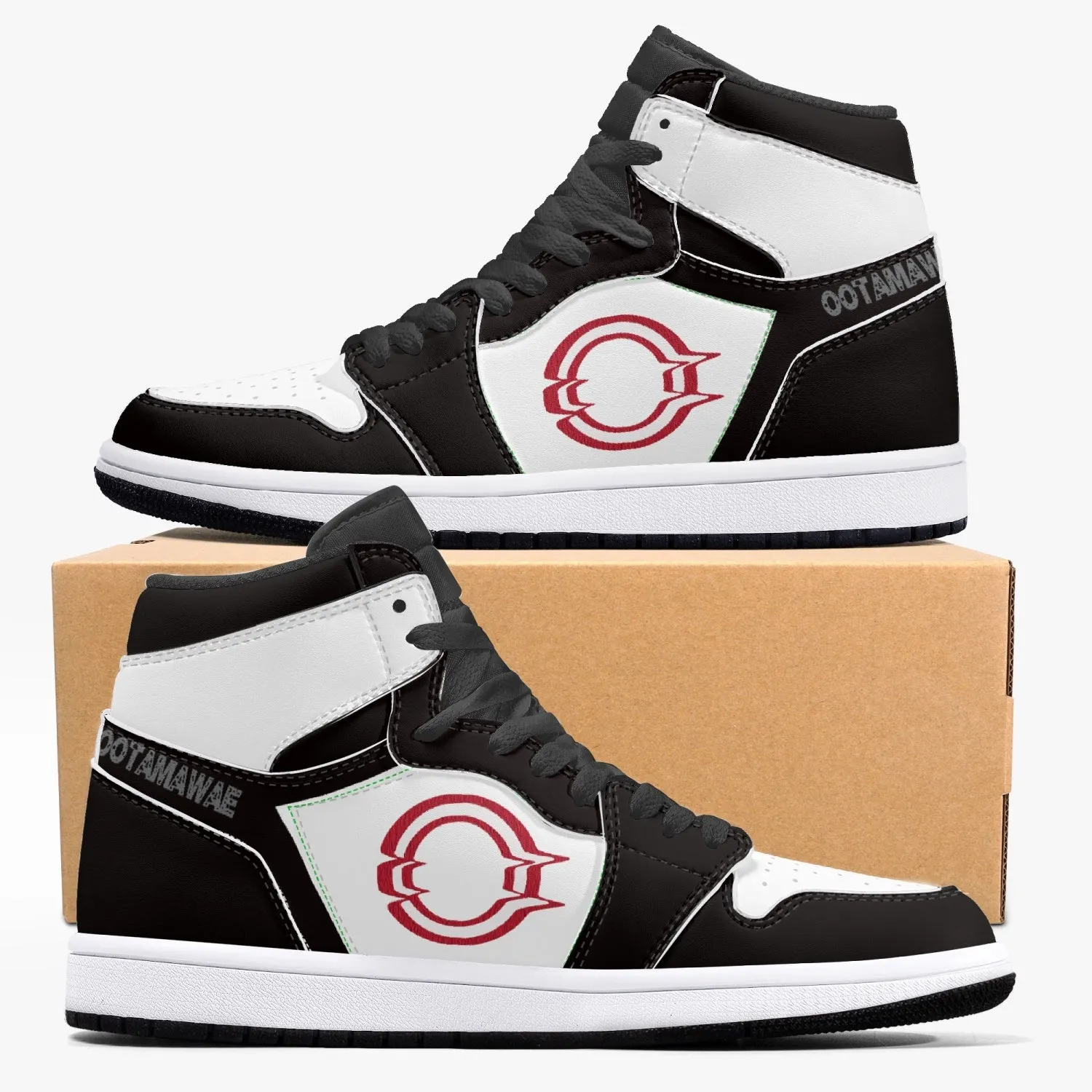 High-Top Leather Sneakers White & Black