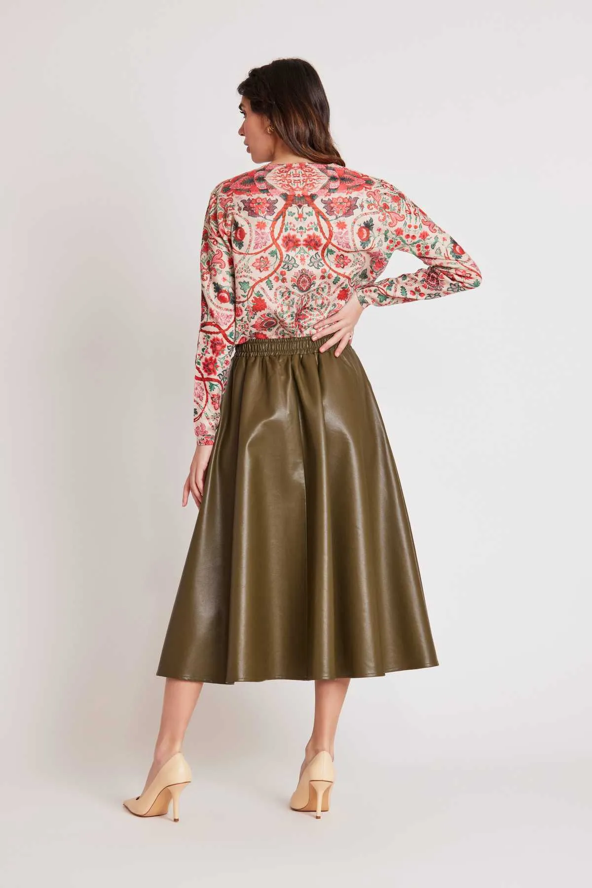 Honorine Vegan Leather Skirt - Olive