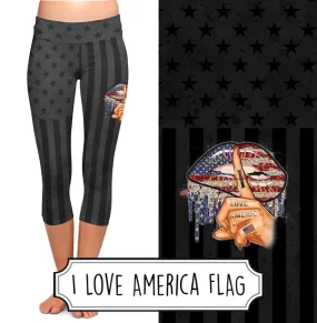 I Love America Flag Capris